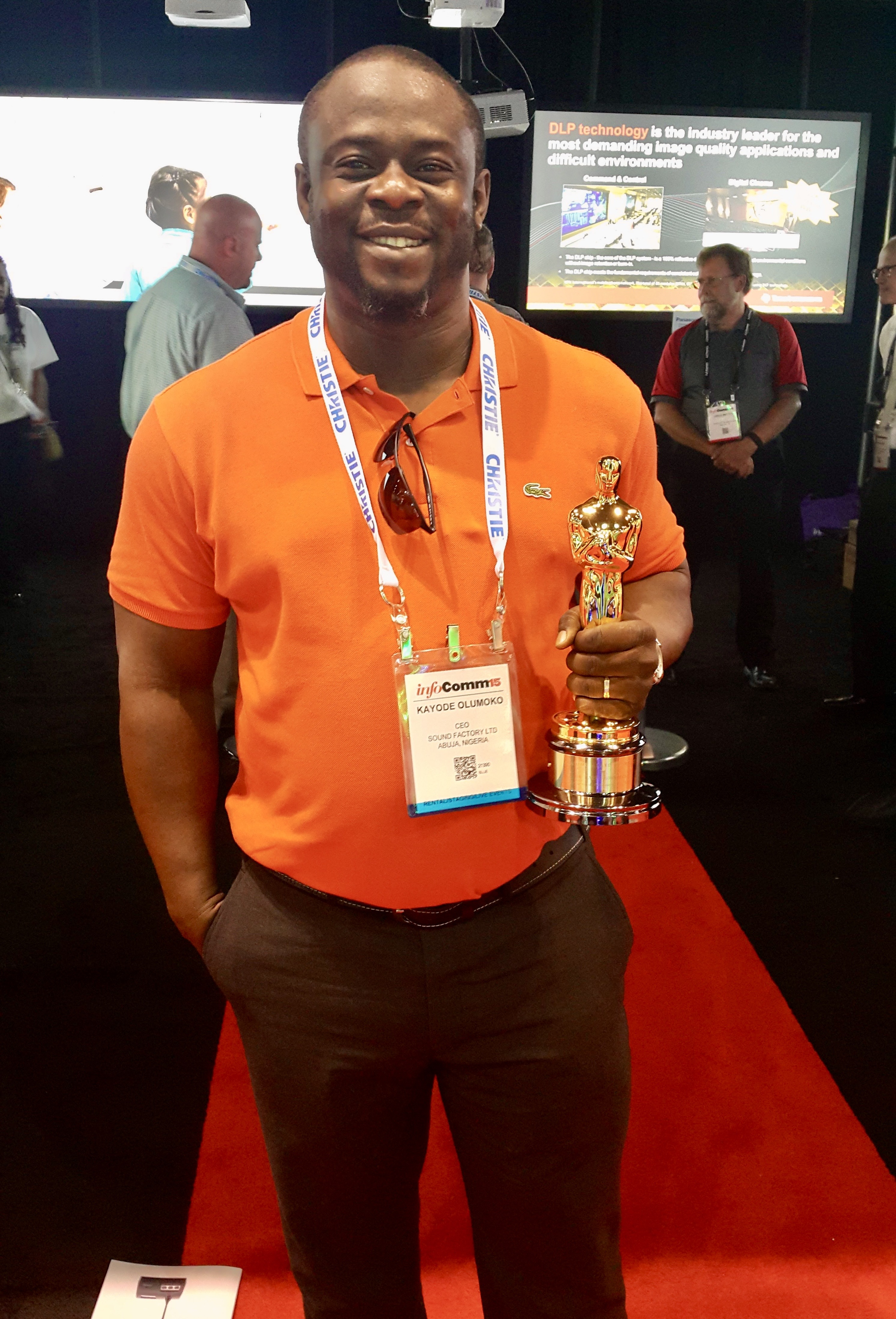 Backstage Infocomm15 Dubai with a Grammy award.